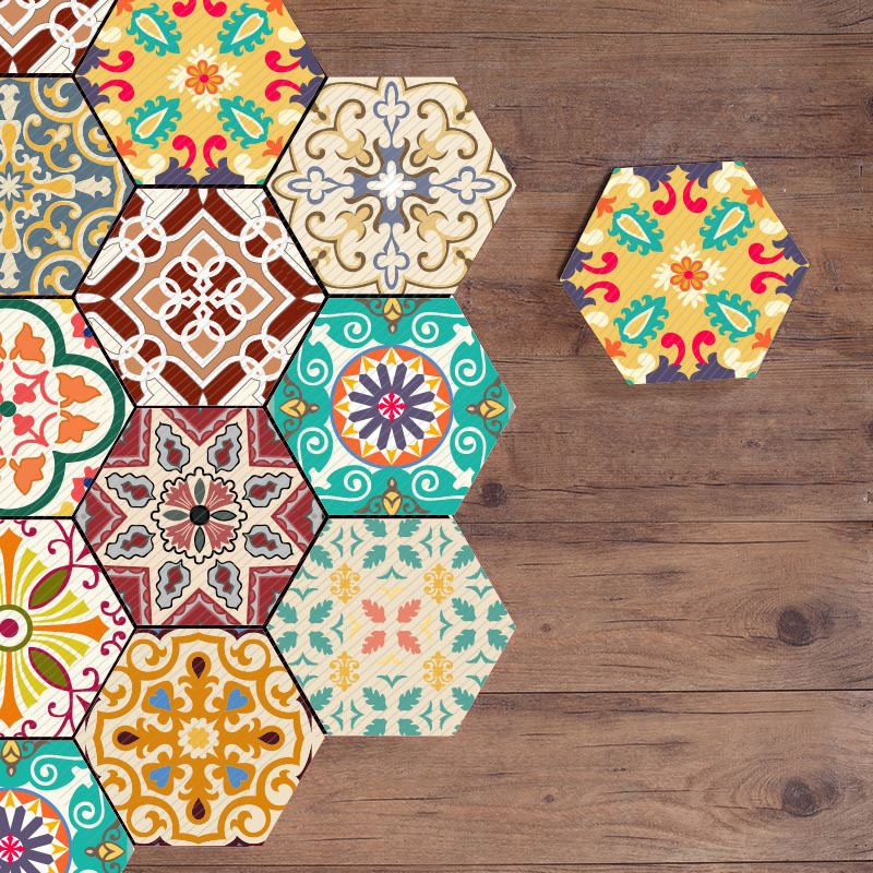 Kalsten | Plastic Mosaic Tile Wallpaper Hexagonal for Stick-On and Removable Back Wall Tile