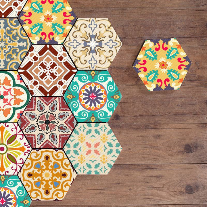 Kalsten | Plastic Mosaic Tile Wallpaper Hexagonal for Stick-On and Removable Back Wall Tile