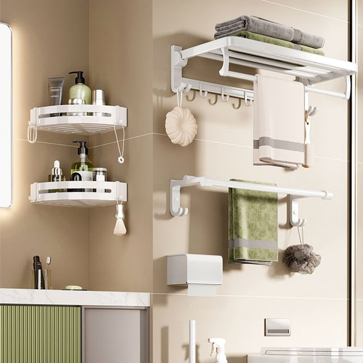 Kalsten | Modern Bathroom Hardware Set Towel Bar White Bath Shelf Bathroom Hardware Set