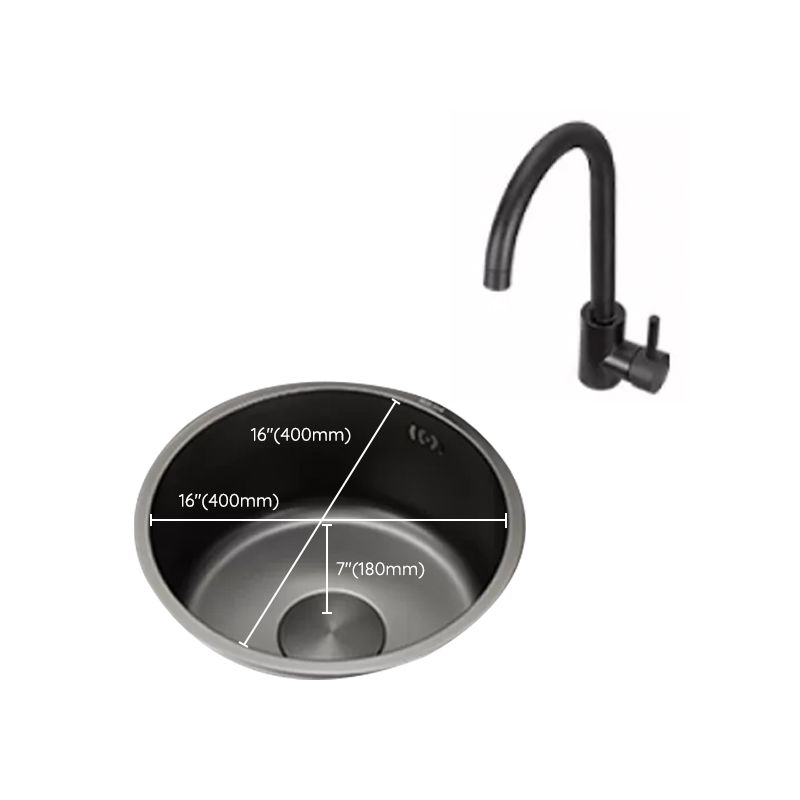 BowLift | Kitchen Sink Round Single Bowl Color and Scratch Resistant Under-mounted Stainless Steel Kitchen Sink