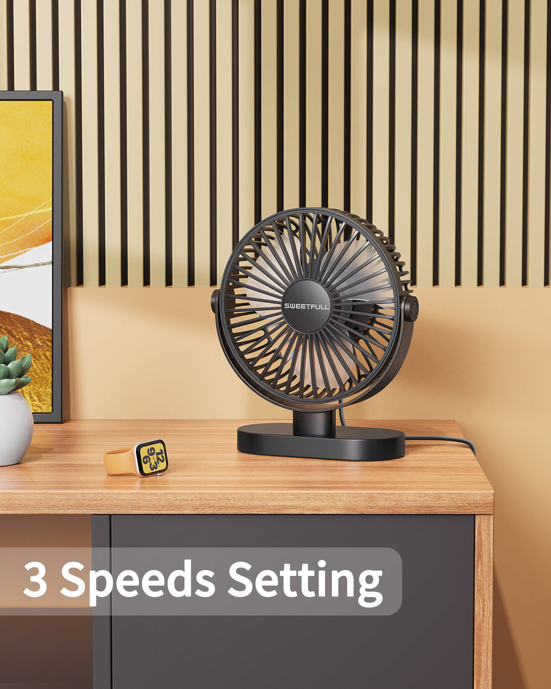 6.5 Inch USB Small Desk Fan for Home Office Car Outdoor Travel | Kalsten
