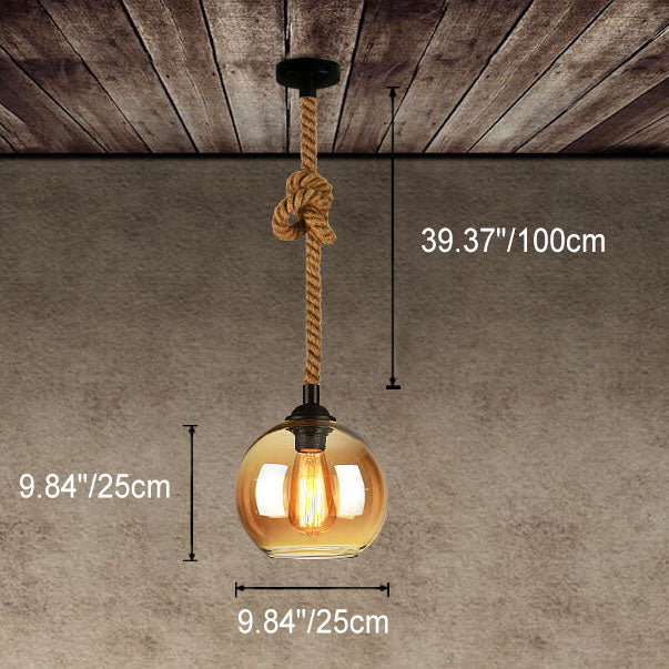 Pendant Light Glass Rope 9.8 in Adjustable Hallway Living Room Bedroom Modern Ceiling Lamp | Kalsten