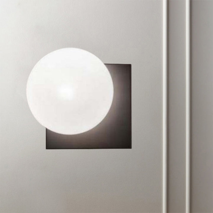 Modern 1 Light Wall Sconce with White Glass Shade Black Ball Wall Mounted Light Fixture | Kalsten