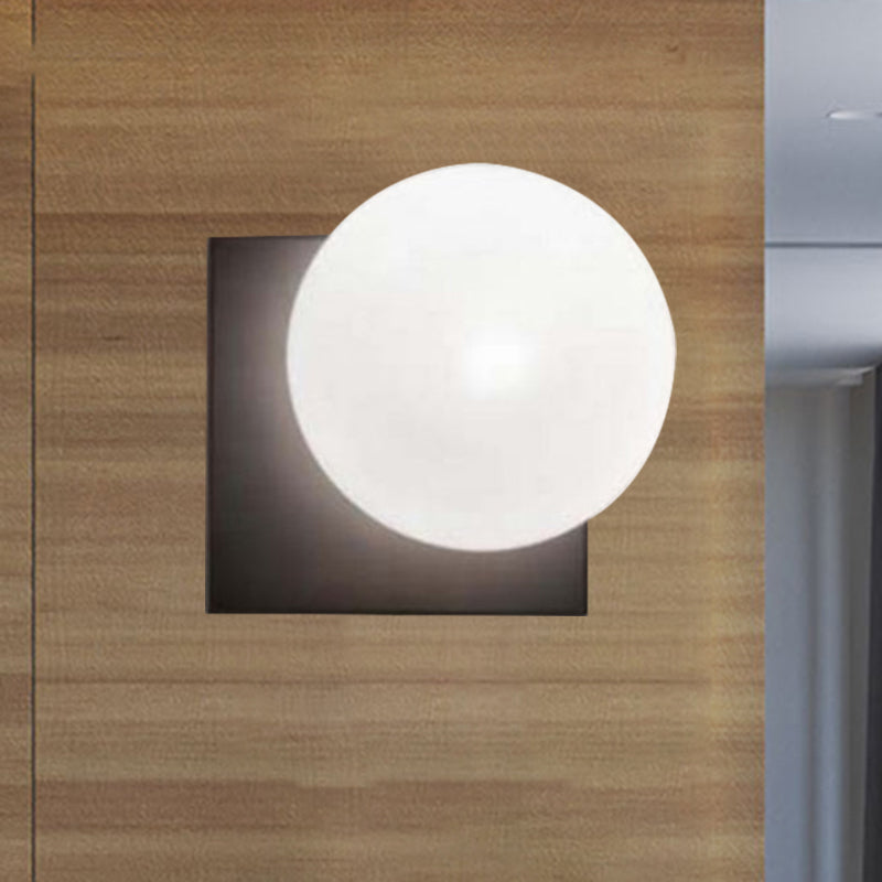 Modern 1 Light Wall Sconce with White Glass Shade Black Ball Wall Mounted Light Fixture | Kalsten