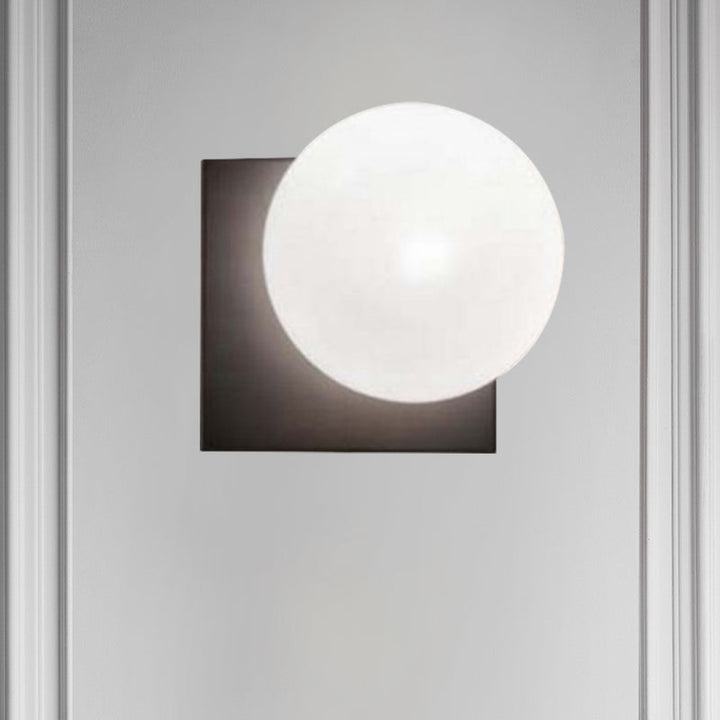 Modern 1 Light Wall Sconce with White Glass Shade Black Ball Wall Mounted Light Fixture | Kalsten
