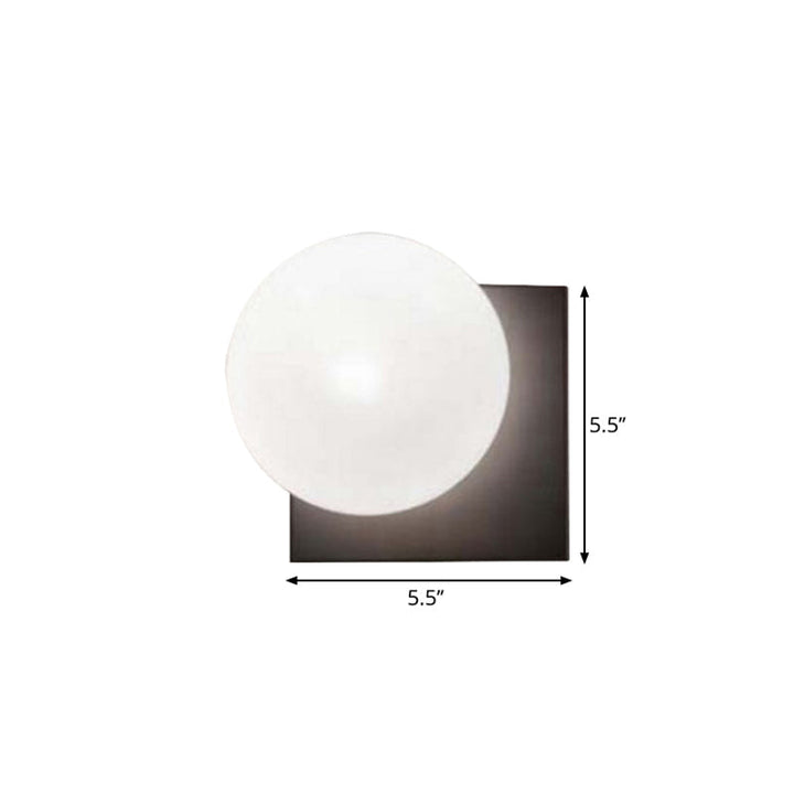 Modern 1 Light Wall Sconce with White Glass Shade Black Ball Wall Mounted Light Fixture | Kalsten
