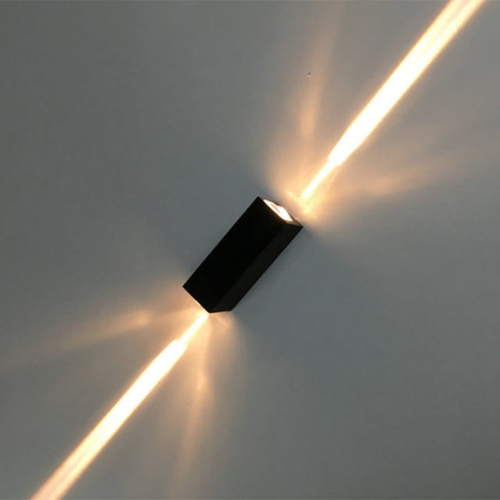 Metallic Rectangular Wall Sconce Light Simple Style 2 Lights Black Finish Wall Lamp in Warm/White Lighting for Hotel | Kalsten