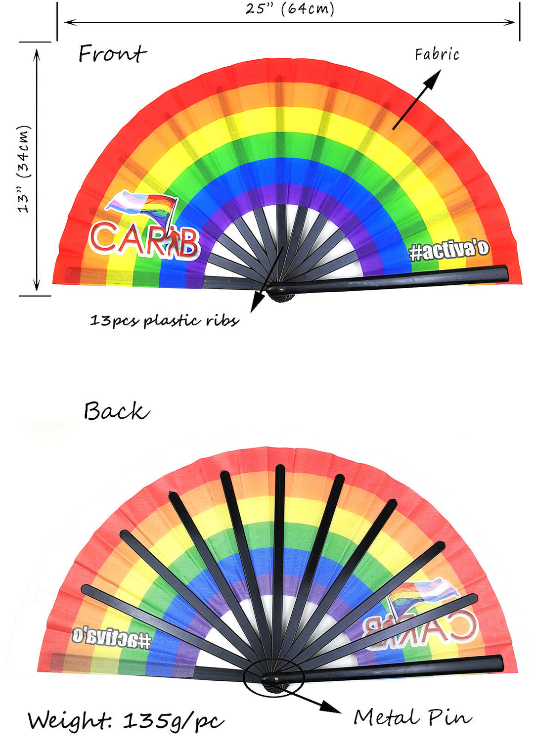 Women Colorful Fan with sturdy plastic ribs Kalsten