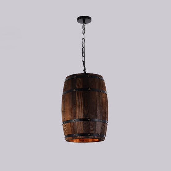 Kalsten | BarrelGlow Vintage Pendant Light | Wood Wine Barrel Design | 1-bulb | Rustic Lighting