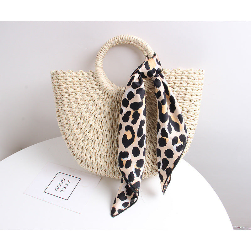 Braided basket bag with elegant silk scarf Kalsten