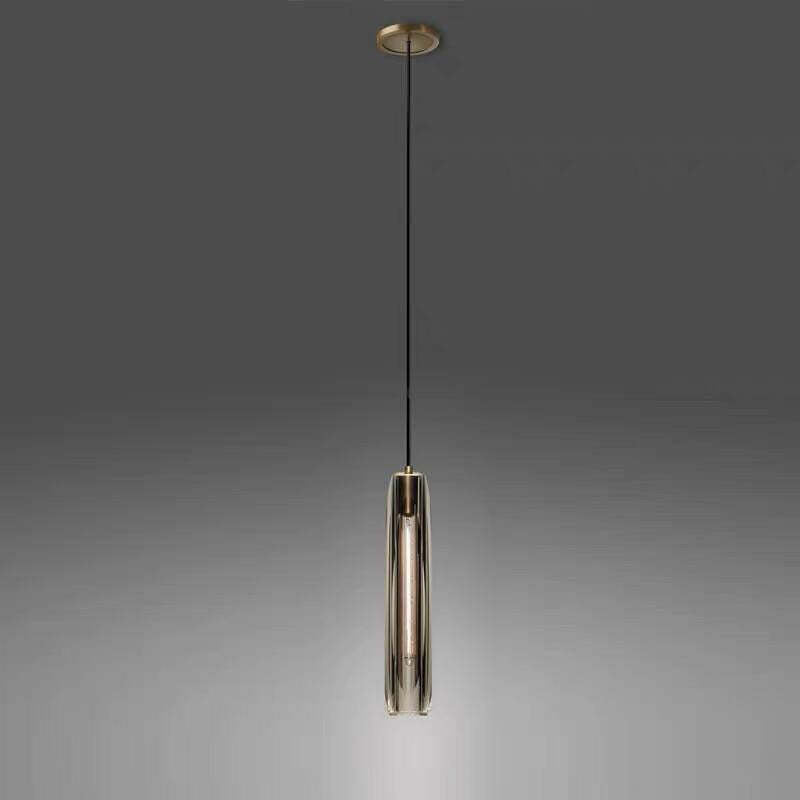 Pendant Light Glass Cylinder 15 in Adjustable Hanging Bedroom Dining Room Ceiling Fixture Modern Minimalist Lighting | Kalsten