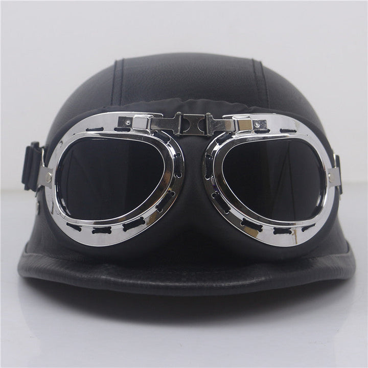 Vintage Leather Motorcycle Helmet Kalsten