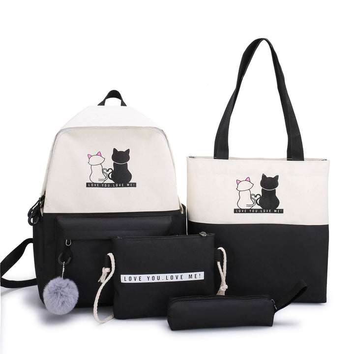 5-Piece Backpack and Tote Bag Set with Cat Design Kalsten