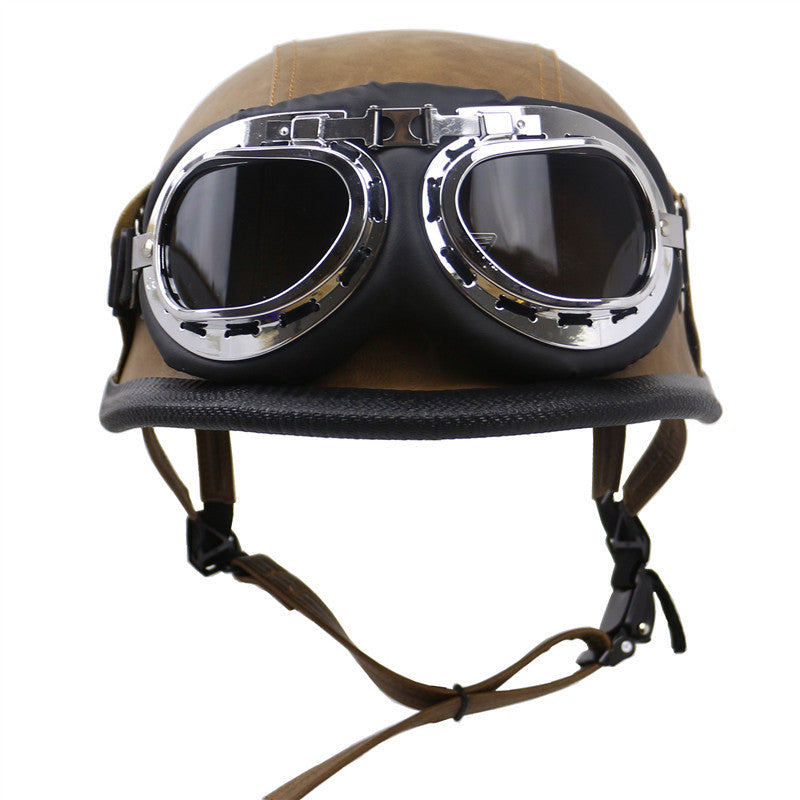 Vintage-Style Motorcycle Helmet with Goggles Kalsten