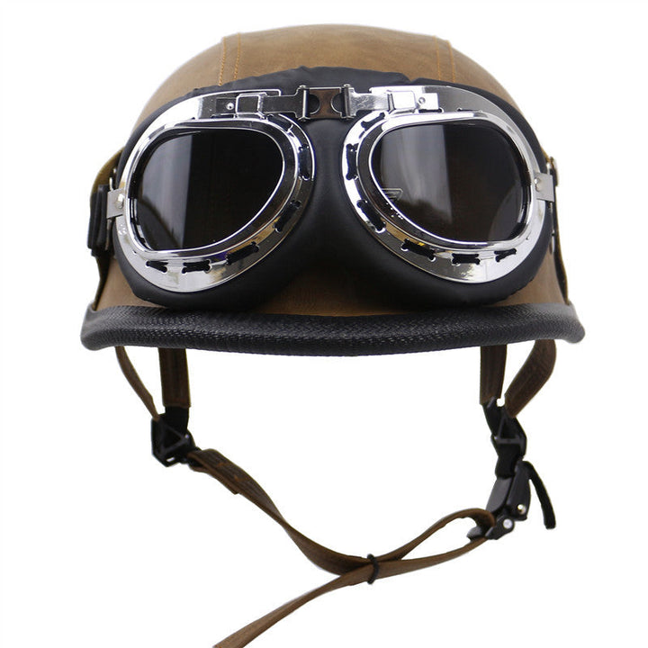Vintage-Style Motorcycle Helmet with Goggles Kalsten