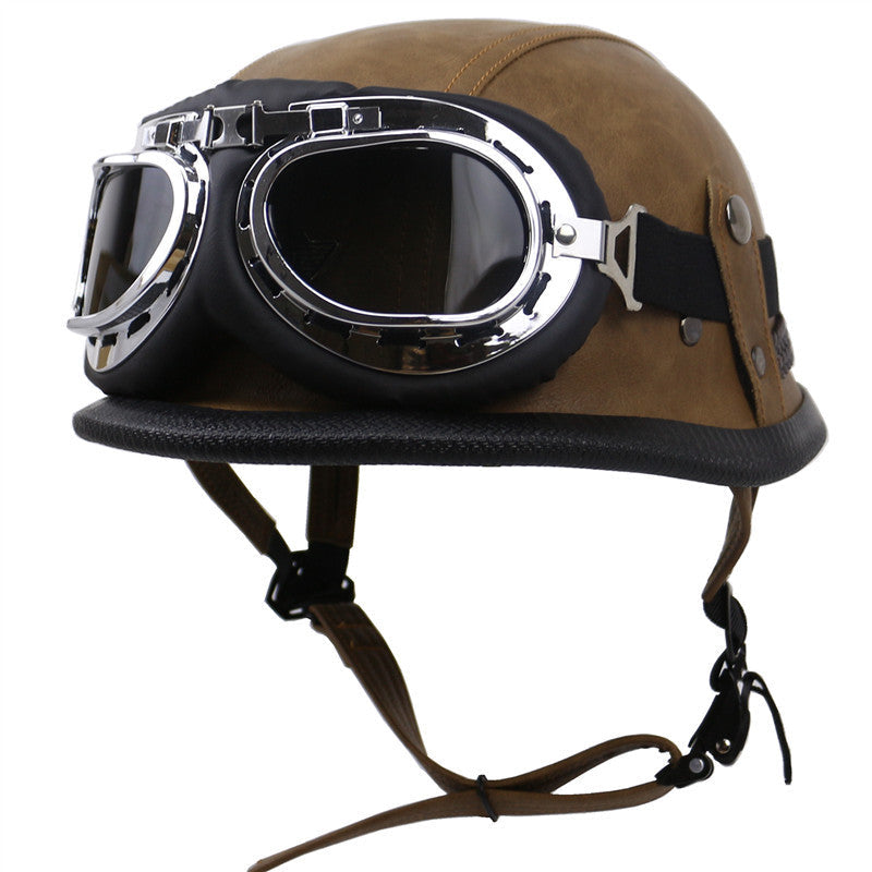 Vintage-Style Motorcycle Helmet with Goggles Kalsten
