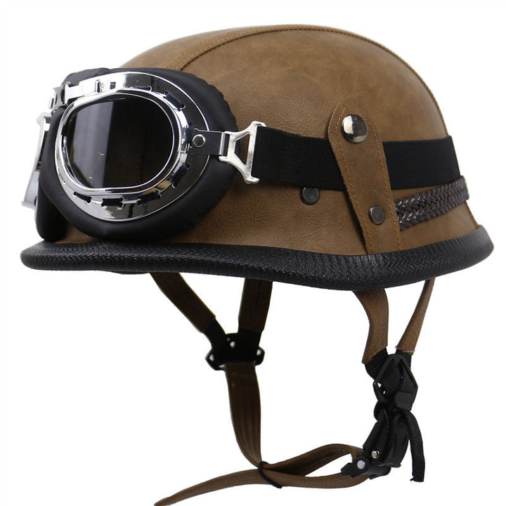 Vintage-Style Motorcycle Helmet with Goggles Kalsten