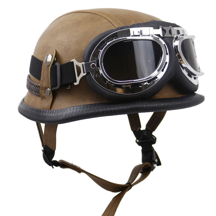 Vintage-Style Motorcycle Helmet with Goggles Kalsten