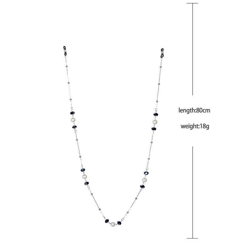 Elegant Pearl and Black Bead Eyewear Chain Kalsten