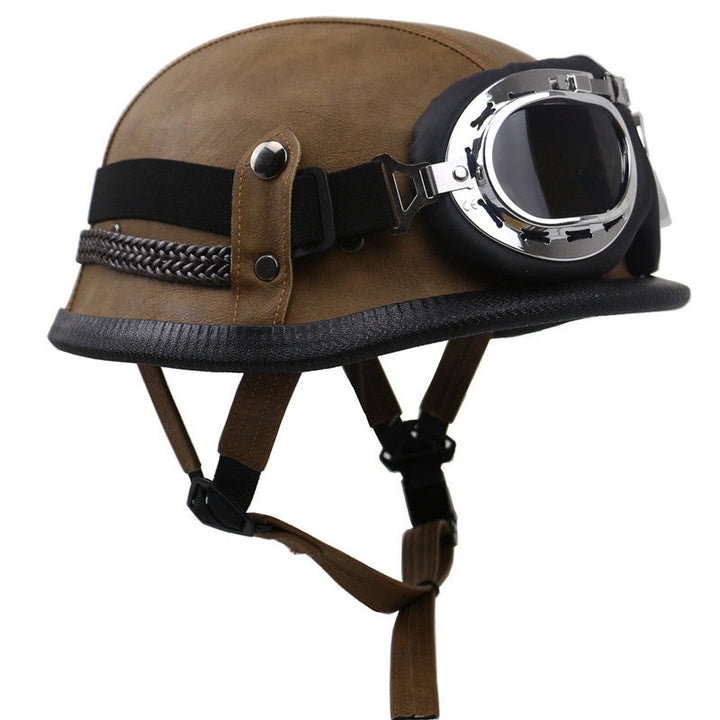 Vintage-Style Motorcycle Helmet with Goggles Kalsten