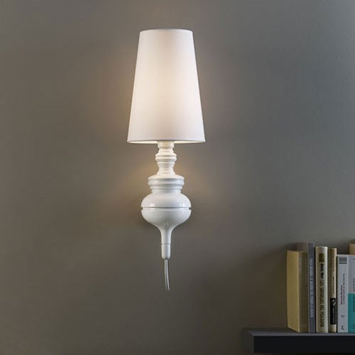 Tapered Wall Sconce Lighting Contemporary Fabric White/Black/Silver LED Sconce Light, 6"/8"/10" Dia | Kalsten