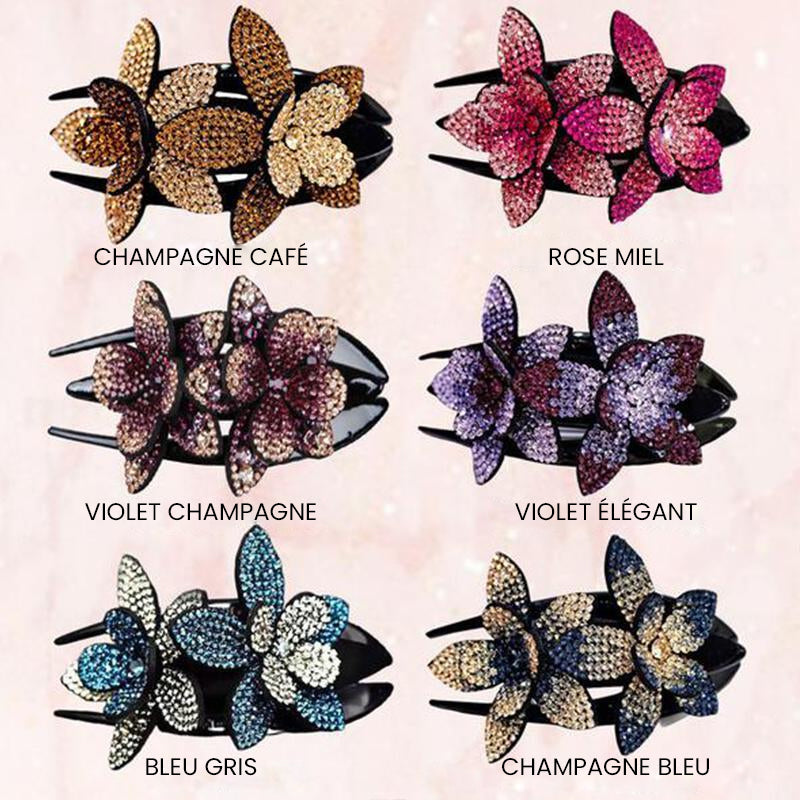 Double Flower Rhinestone Hair Pin | Kalsten