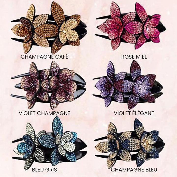 Double Flower Rhinestone Hair Pin | Kalsten