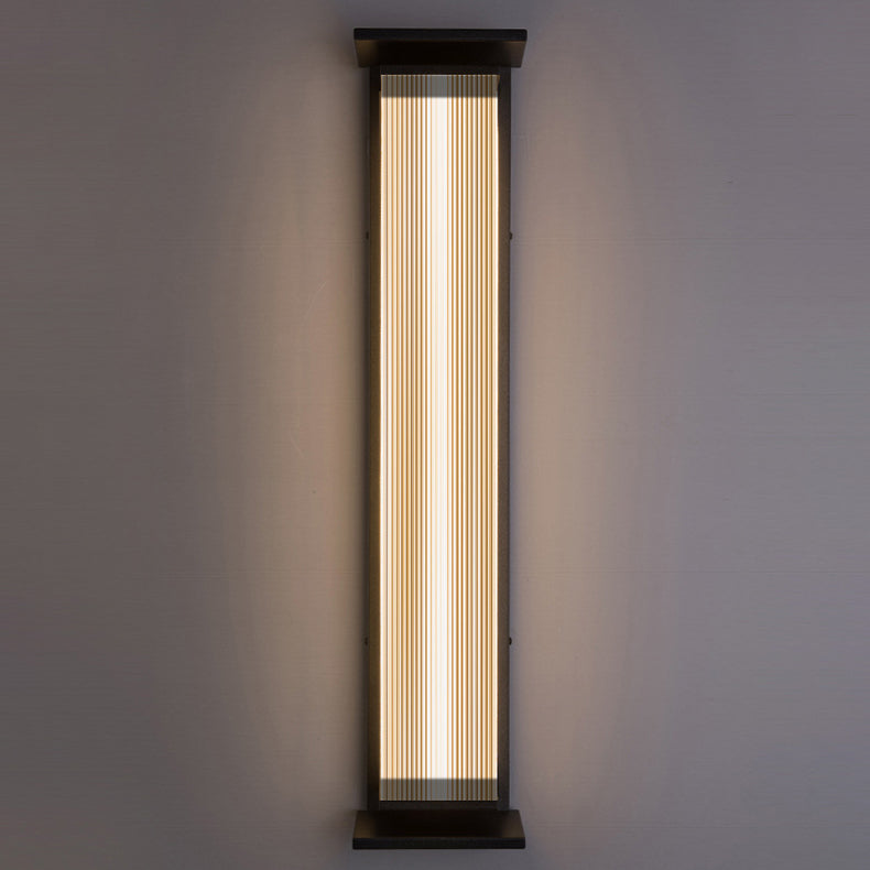 Modern Minimalist Waterproof Rectangular Stainless Steel Acrylic LED Wall Sconce Lamp For Outdoor Patio | Kalsten
