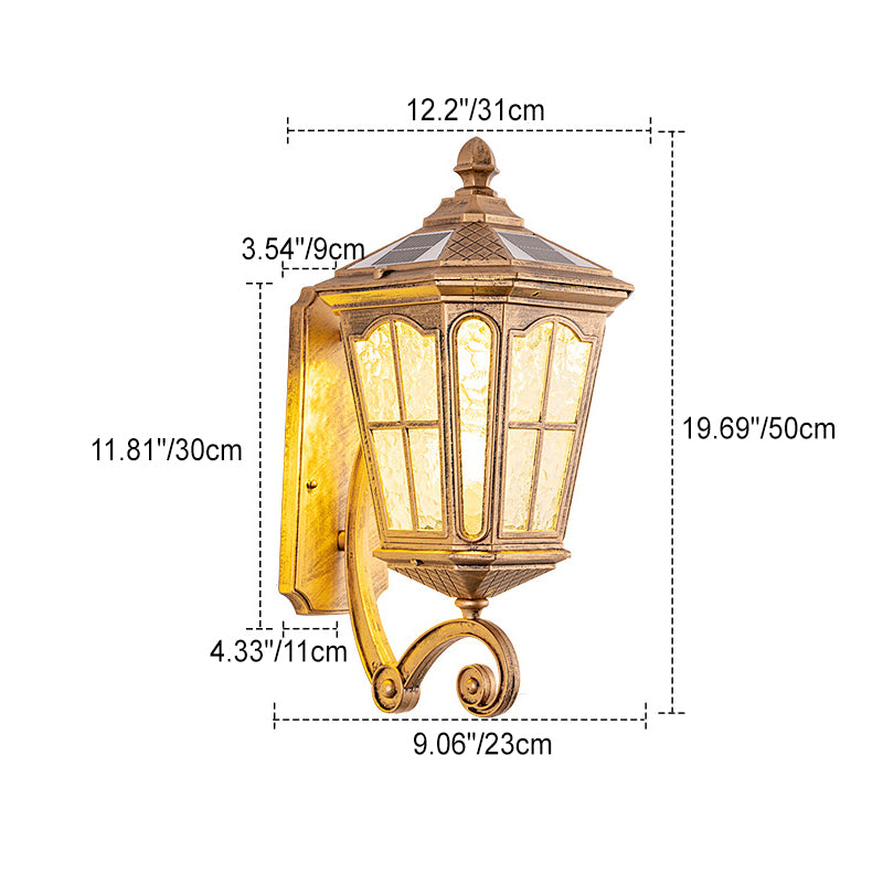 European Solar Outdoor Lantern Aluminum Glass Waterproof 1-Light Wall Sconce Lamp | Kalsten