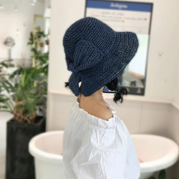 Kalsten | Retro Folding Straw Hat with Bow