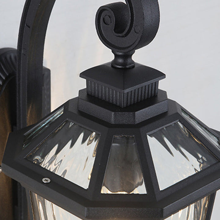 Traditional European Waterproof Aluminum Glass Octagon Cylinder 1-Light Wall Sconce Lamp For Garden | Kalsten