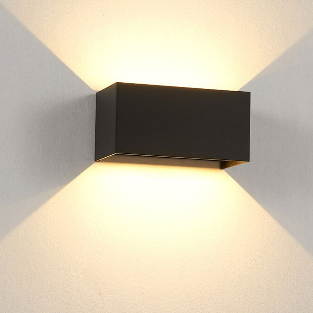 Modern Outdoor Waterproof Rectangular LED Up and Down Illuminated Outdoor Wall Sconce Lamp | Kalsten