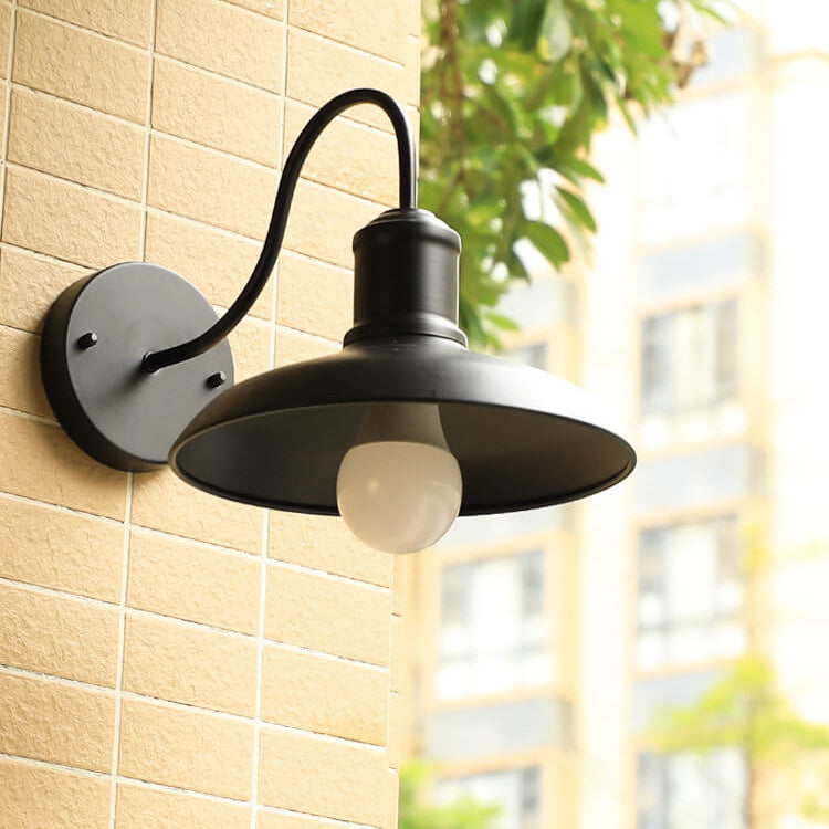 Retro Loft Dome Iron Outdoor Waterproof 1-Light Bent Arm Wall Sconce Lamp | Kalsten