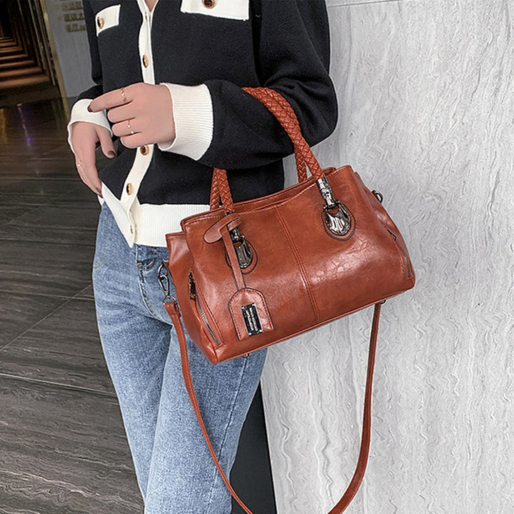 New handbags made of oil wax leather Boston, large tote bag made of soft leather | Kalsten