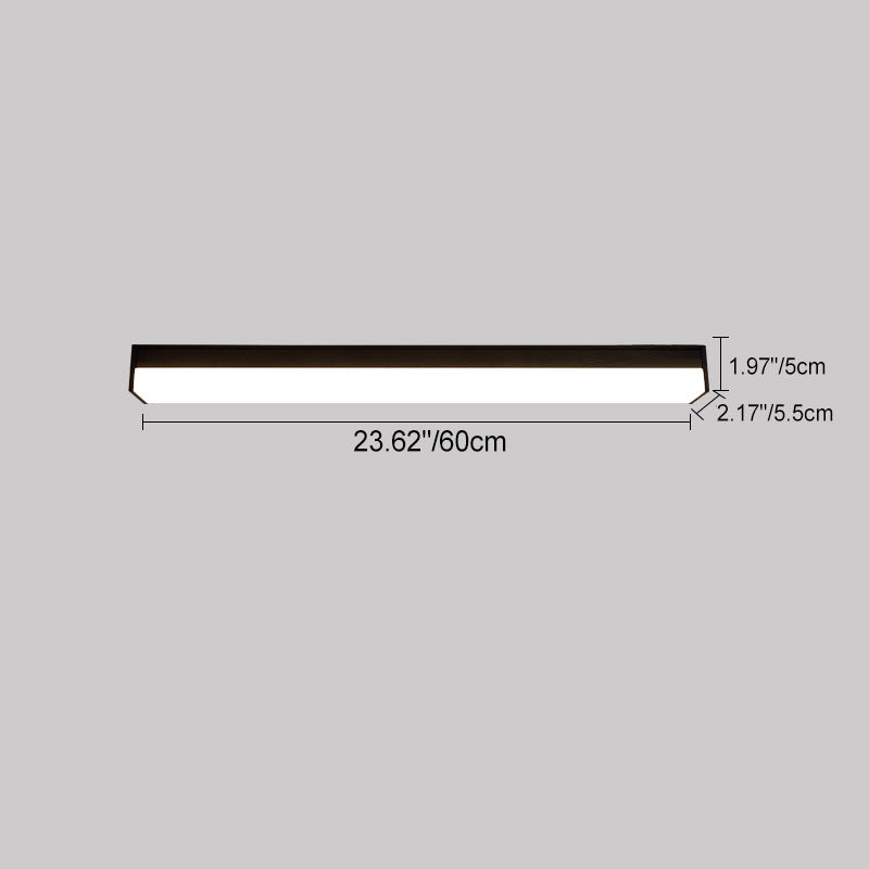 Modern Minimalist Long Rectangle Aluminum PC LED Flush Mount Ceiling Light For Outdoor Patio | Kalsten
