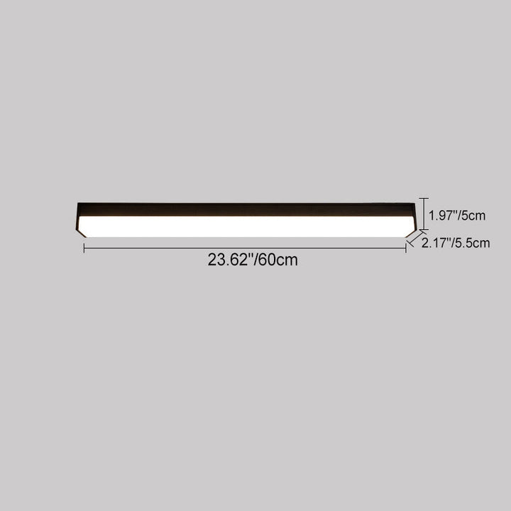 Modern Minimalist Long Rectangle Aluminum PC LED Flush Mount Ceiling Light For Outdoor Patio | Kalsten