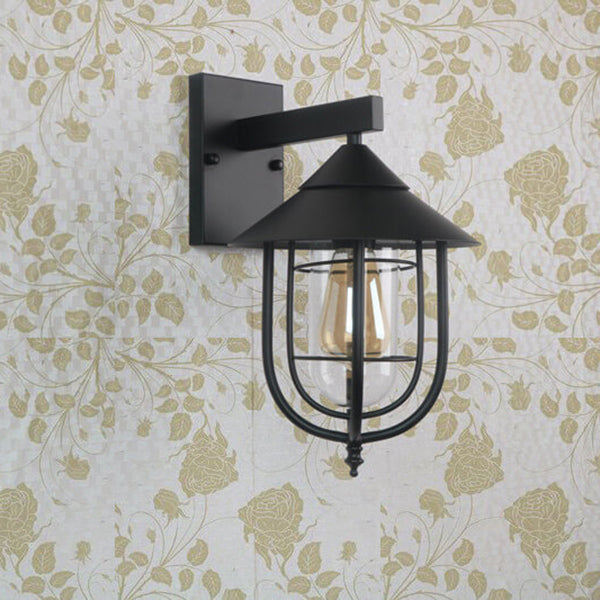 Vintage Industrial Iron Lantern Indoor Outdoor 1-Light Wall Sconce Lamp | Kalsten