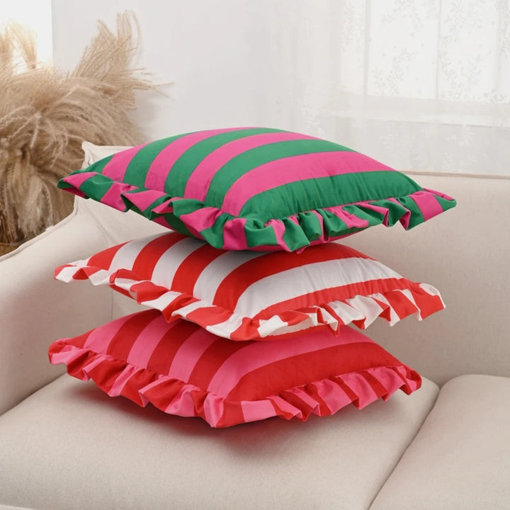 Kalsten | Retro Striped Ruffle Cushion Cover
