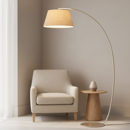 ArcoLuxe Fabric-Shade Arc Floor Lamp