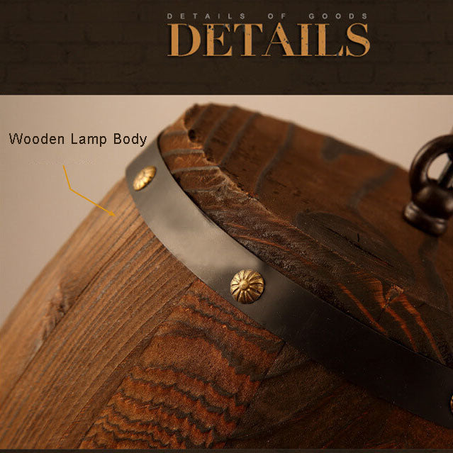 Kalsten | BarrelGlow Vintage Pendant Light | Wood Wine Barrel Design | 1-bulb | Rustic Lighting
