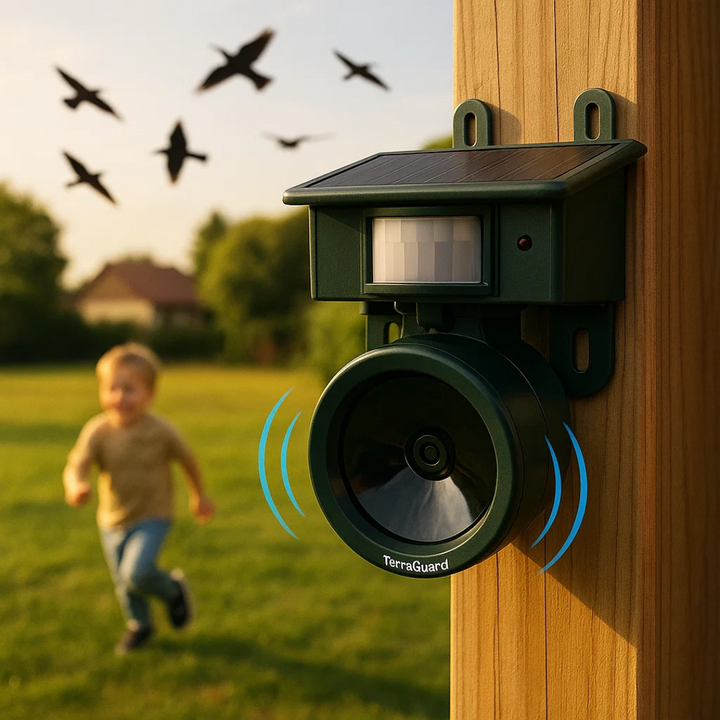 Kalsten | TerraGuard – Weatherproof Solar Bird Repeller with PIR Motion Sensor & Natural Sound Deterrent