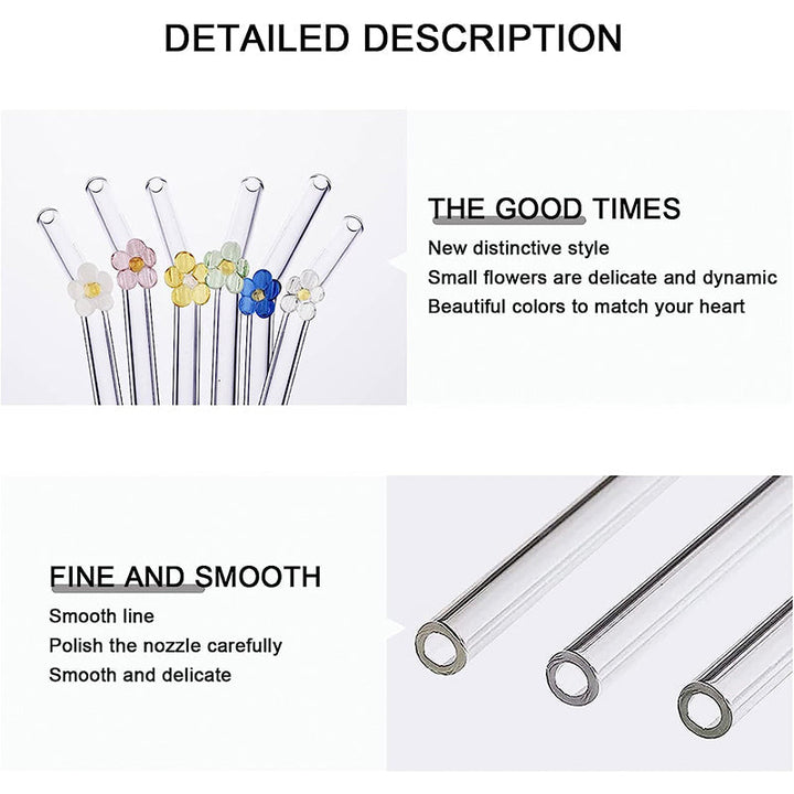 6 PCS Reusable Stained Glass Straws with Cleaning Brush | Kalsten