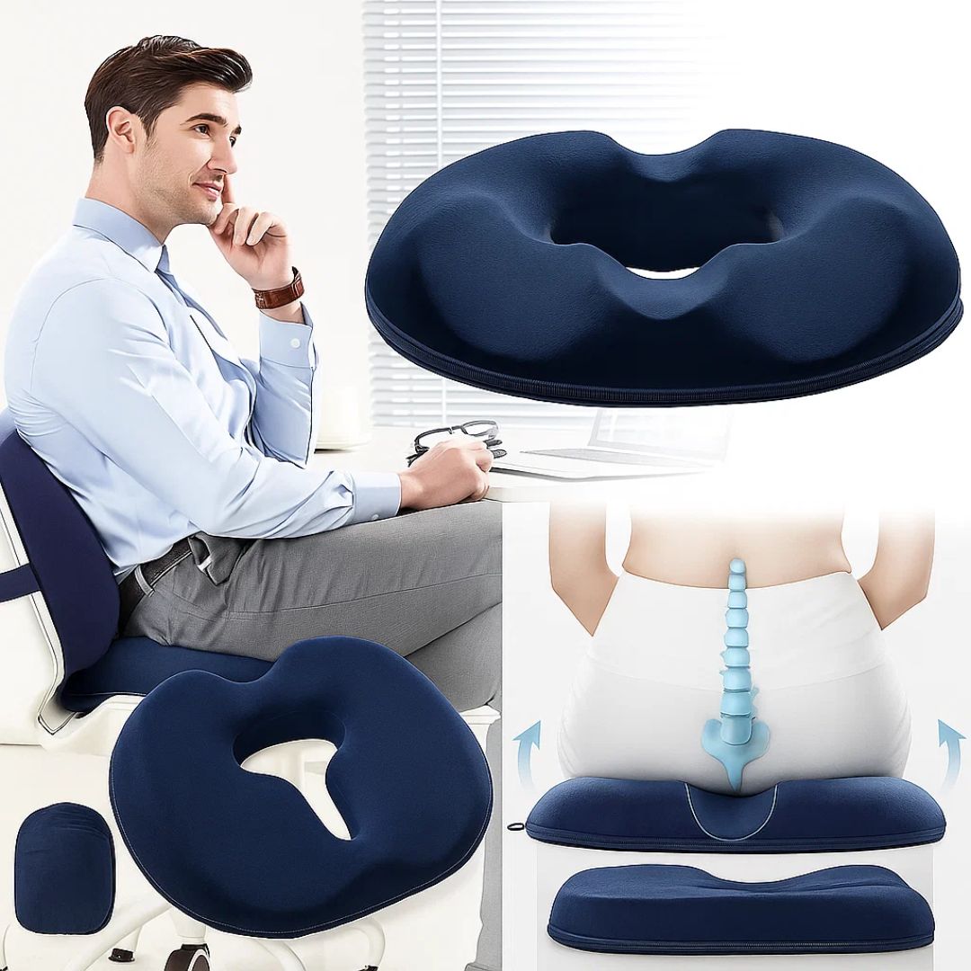 SitRelief | Donut Seat Cushion – Tailbone & Haemorrhoid Relief – Memory Foam – Washable Cover – Office, Travel, Postpartum Use Kalsten