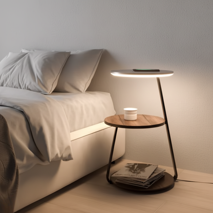 Floor Lamp with Wireless-Charging Side Table