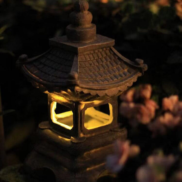 Retro Decorative Solar Tower Resin LED Outdoor Landscape Lighting | Kalsten