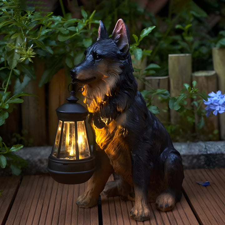 Resin Dog with Lantern Landscape Decor Solar Outdoor Lights | Kalsten