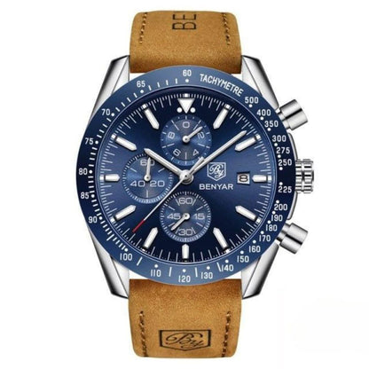 BowLift | Men’s Waterproof Quartz Watch with Leather Strap