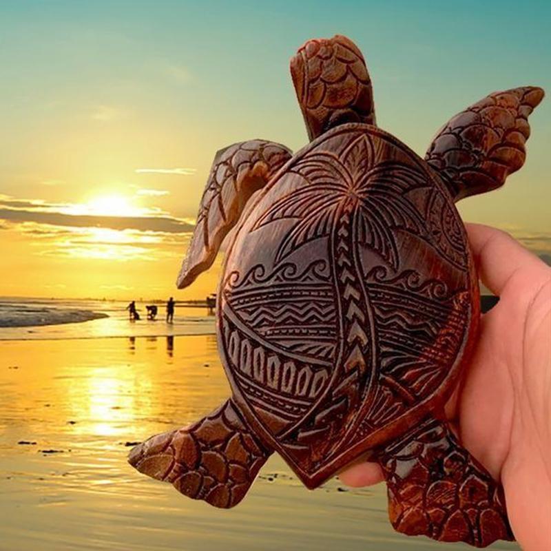 Wood sculpture Hawaii turtle | Kalsten