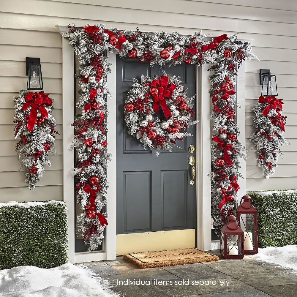 Kalsten | Cordless Prelit Holiday Trim | LED Lights, Auto-Timer & Premium Red/White Decor