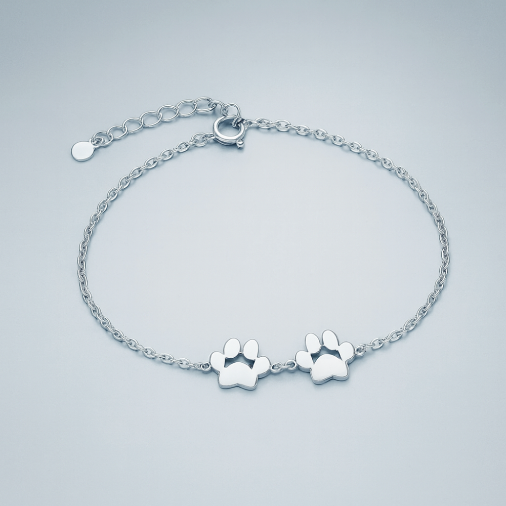 Personal Paw Print Engraved Stainless Steel Bracelet Adjustable Kalsten